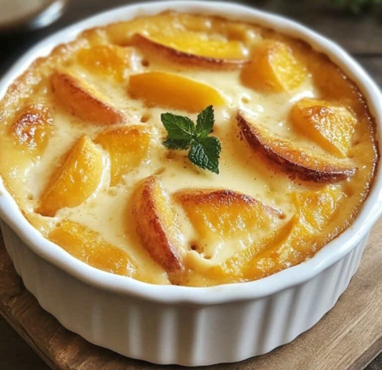 Clafoutis di pesche e yogurt