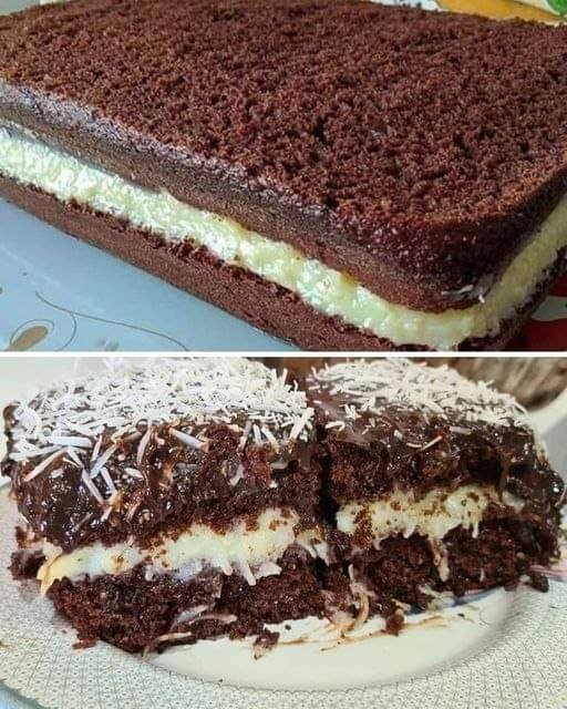 Torta Al Cioccolato Ripiena Di Crema Al Cocco