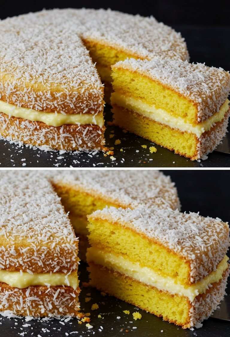 Torta al cocco ripiena di crema