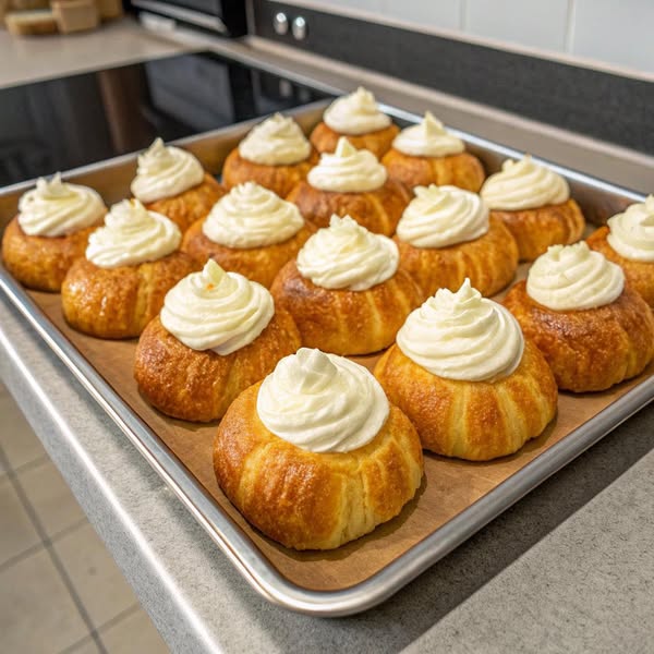 brioche svedesi con crema pasticcera e panna montata