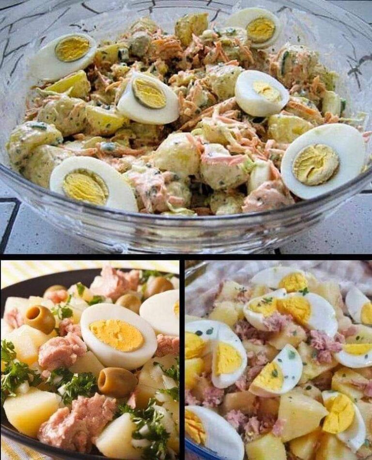 Insalata di patate con uova e tonno