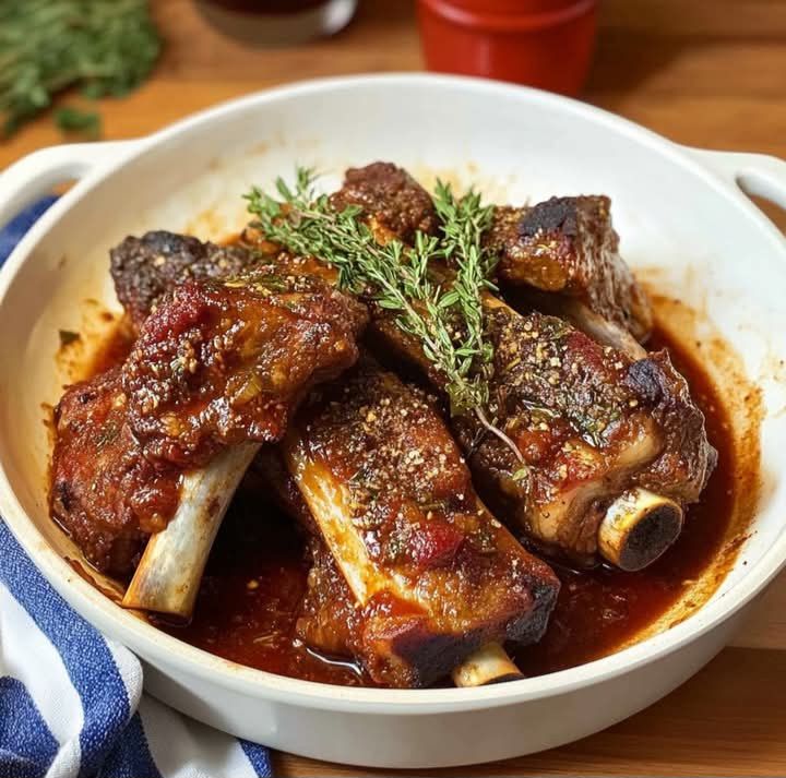 Puntine di Maiale alla Toscana (Costine di maiale brasate al vino rosso con erbe aromatiche)