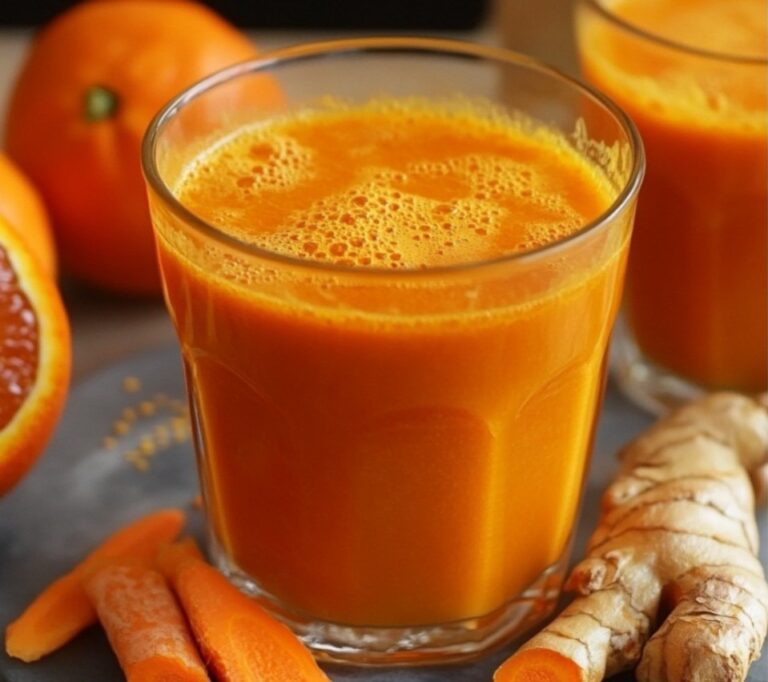 Succo di carota con arancia, curcuma e zenzero