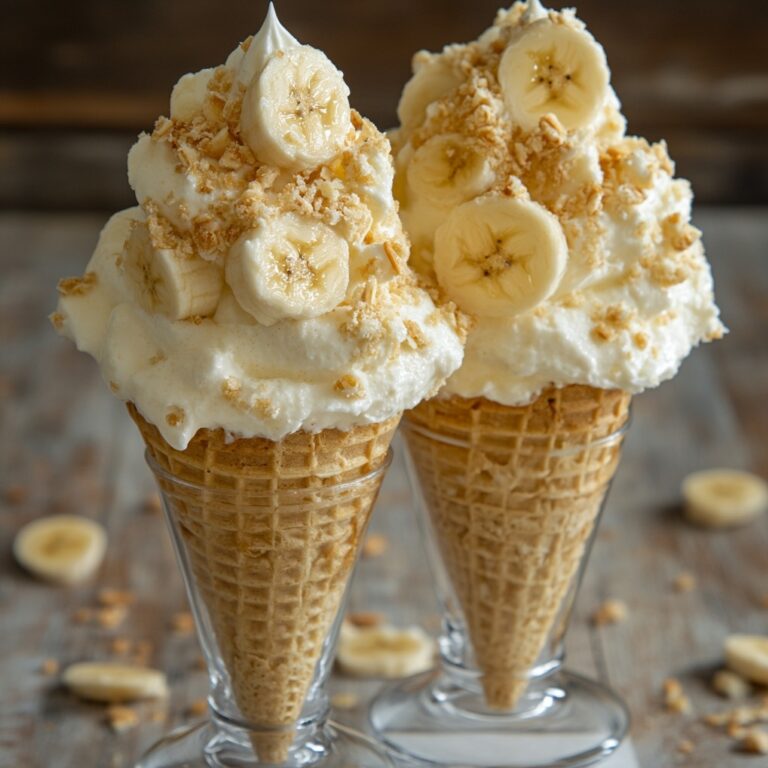 Ricetta dei coni cheesecake al budino di banana