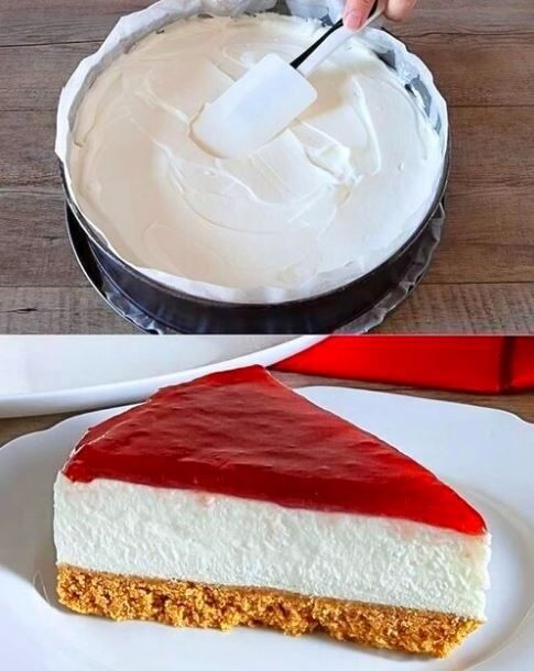 Torta Philadelphia ai lamponi su base di biscotti senza cottura