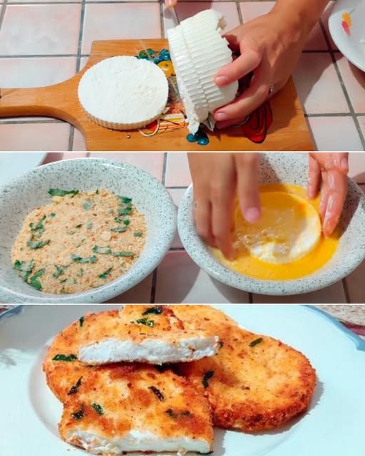 Affettate la ricotta e impanante in questo modo! Fuori croccante, dentro cremosa. La ricetta: