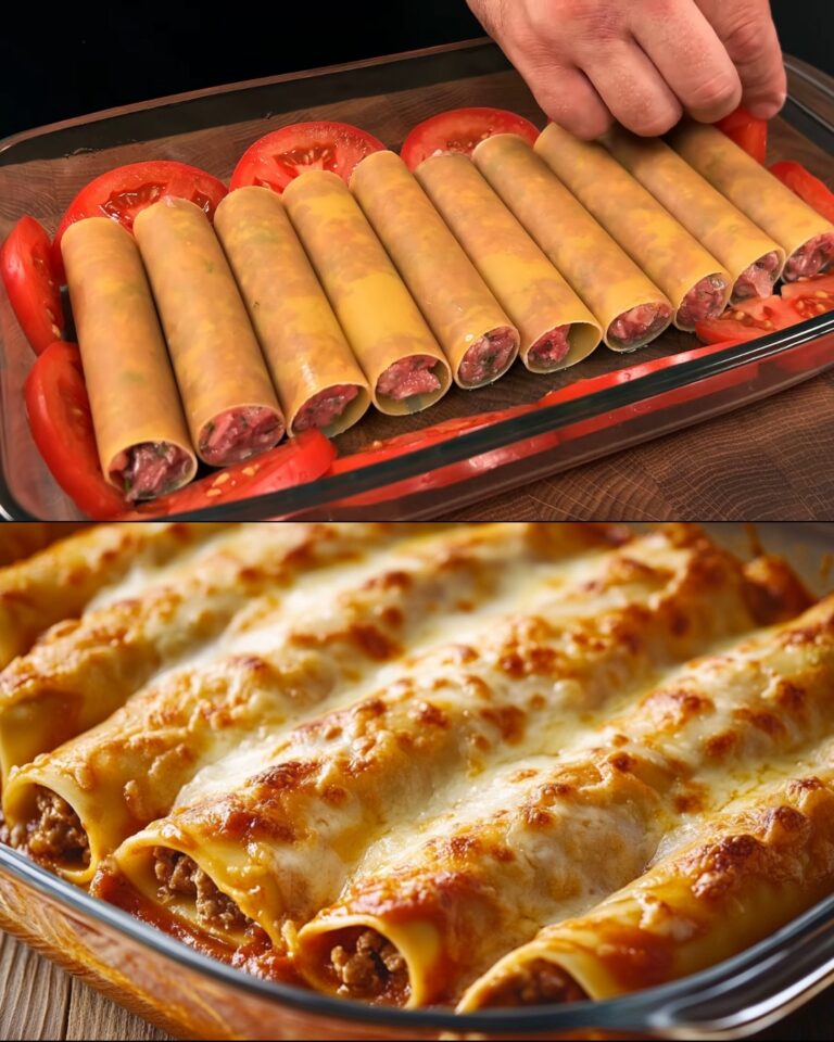 Cannelloni ripieni di carne macinata e salsa di pomodoro