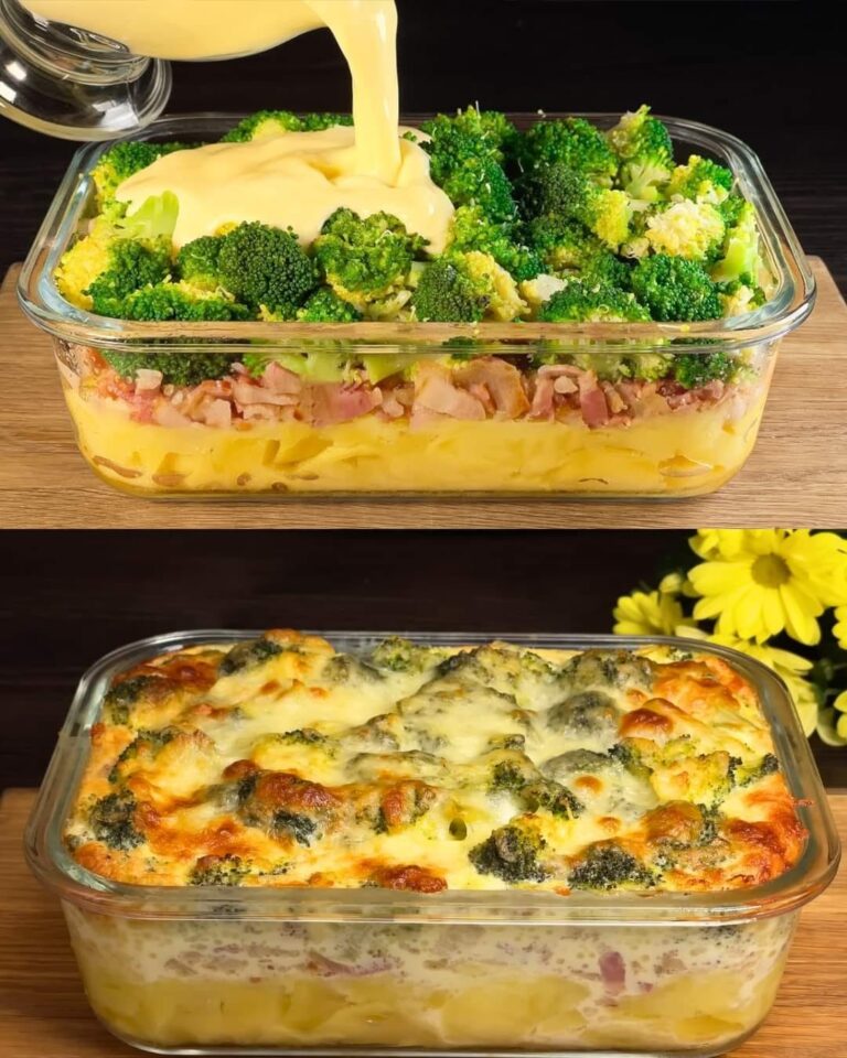 Casseruola di broccoli, pancetta e patate