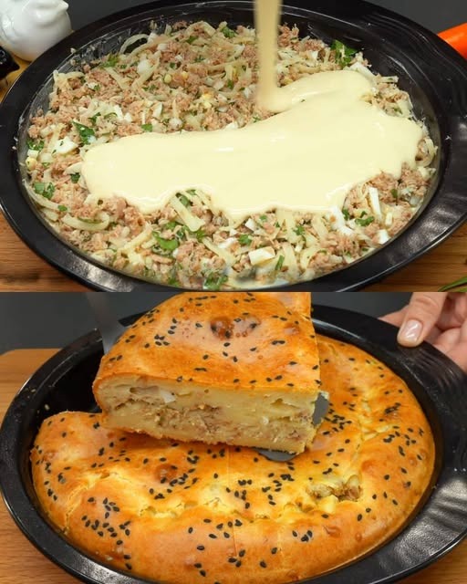 Casseruola sostanziosa per la colazione con tonno, uova e mozzarella