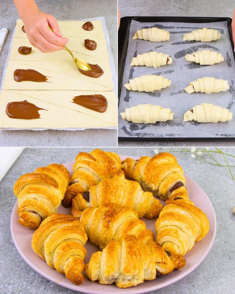 Semplici croissant al cioccolato con 3 ingredienti