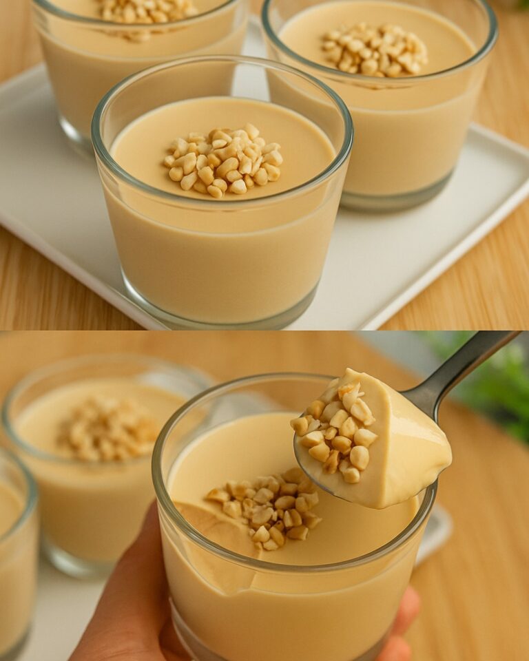 Flan al caramello e latte condensato guarnito con arachidi