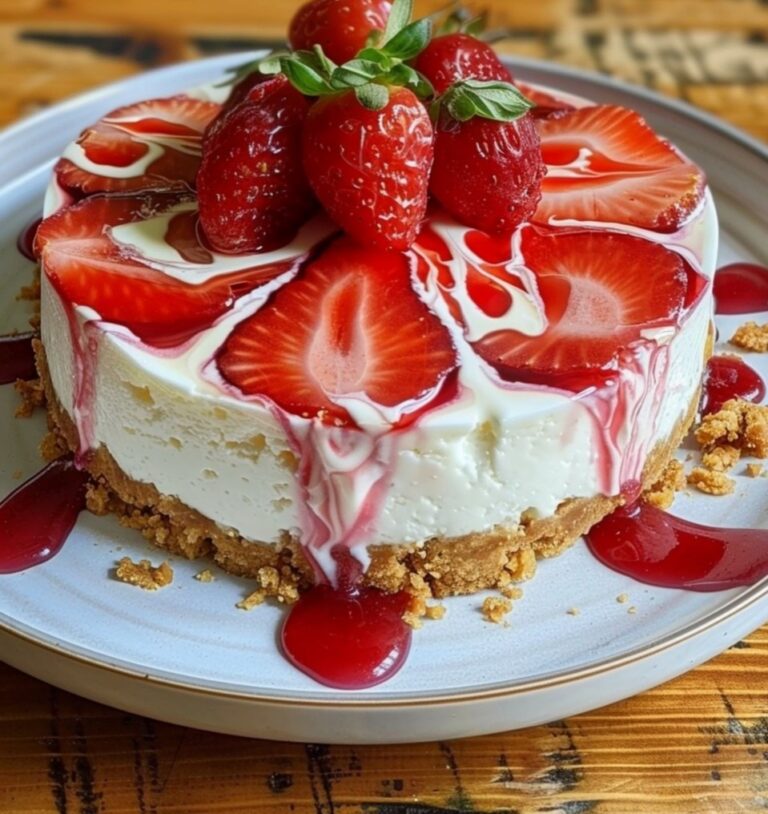 cheesecake allo yogurt e fragole con la crosta di biscotti