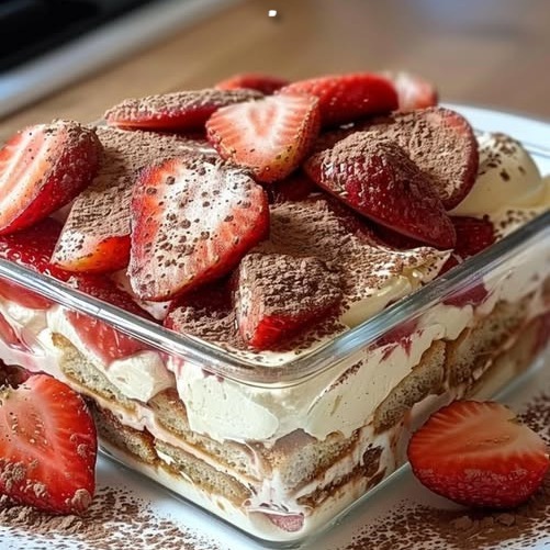 Tiramisù semplice alle fragole e mascarpone