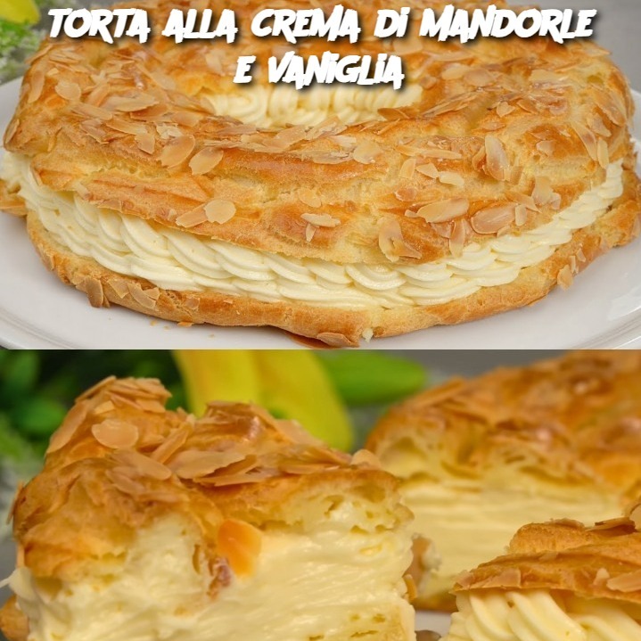 torta alla crema di mandorle e vaniglia