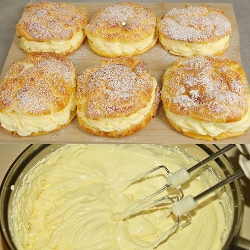 Fantastiche particelle ripiene di crema alla vaniglia