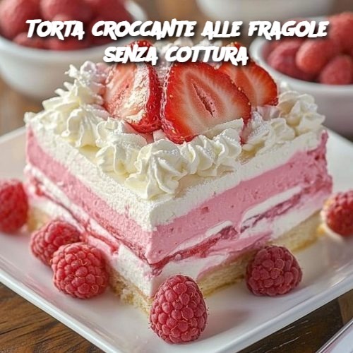 Torta croccante alle fragole senza cottura