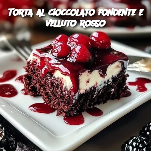 Torta al cioccolato fondente e velluto rosso