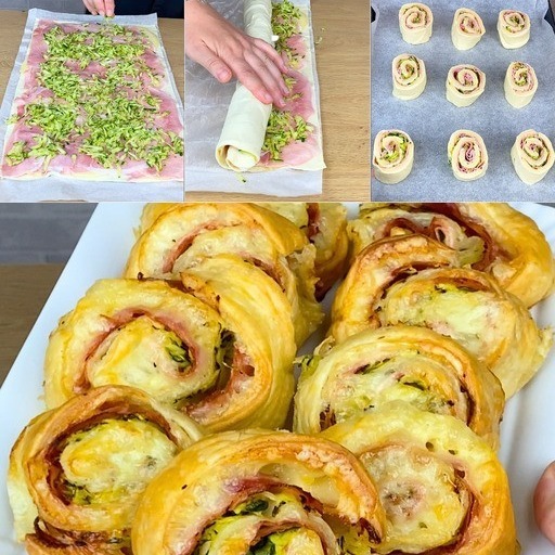 Girandole di pasta sfoglia con zucchine e formaggio