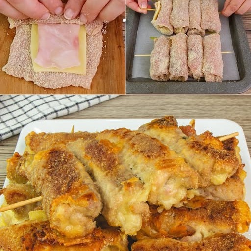 Farcite le fettine, e infilate negli spiedini, poi infornate! La ricetta degli spiedini filanti perfetti per la cena: