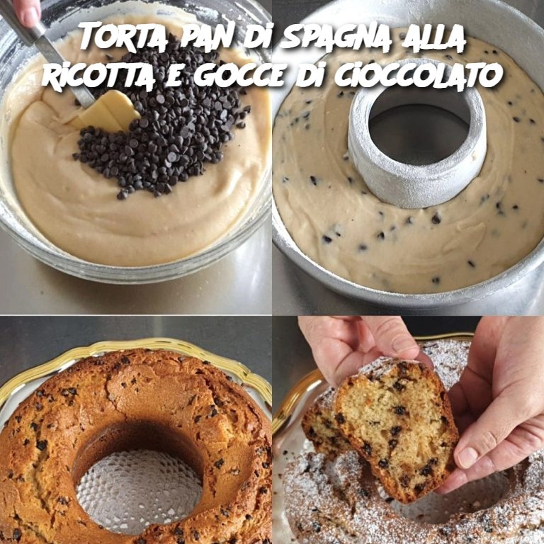 Torta pan di Spagna alla ricotta e gocce di cioccolato: tutti i passaggi per realizzarla strepitosa