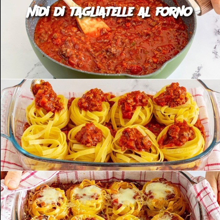 Nidi di tagliatelle al forno: la ricetta dei primi ricchi e filanti