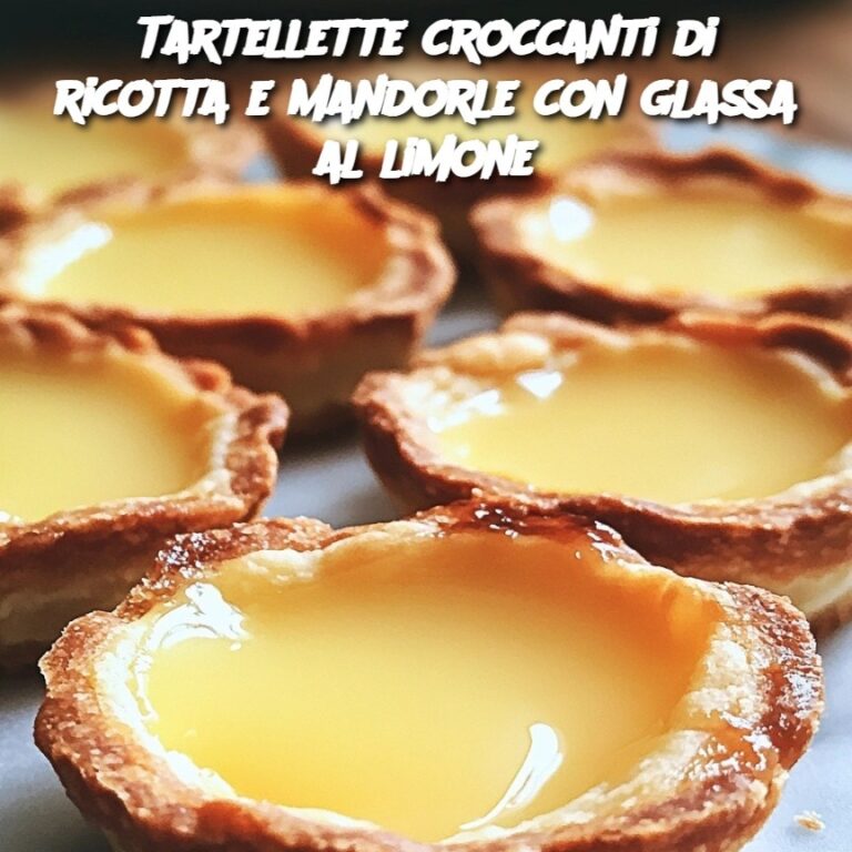 Tartellette croccanti di ricotta e mandorle con glassa al limone