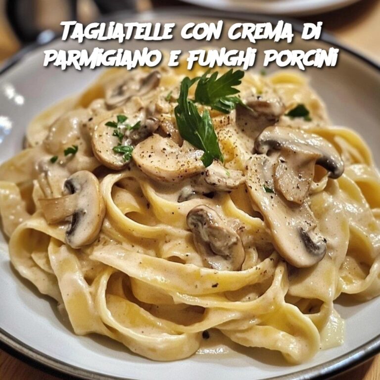 Tagliatelle con Crema di Parmigiano e Funghi Porcini