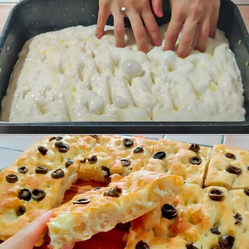 Piena di bolle, alta e soffice! È la focaccia alle olive più buona che ci sia