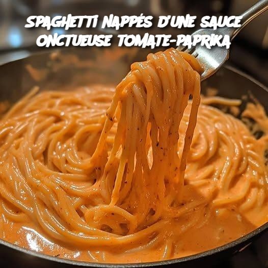 Spaghetti conditi con una salsa cremosa di pomodoro e paprika