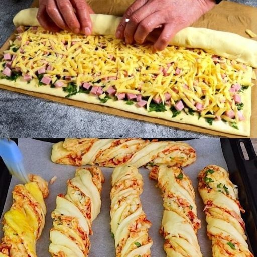 Bastoncini di pasta sfoglia con prosciutto e formaggio con solo 4 ingredienti, così deliziosi!