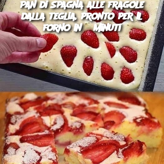Pan di Spagna alle fragole dalla teglia, pronto per il forno in 5 minuti