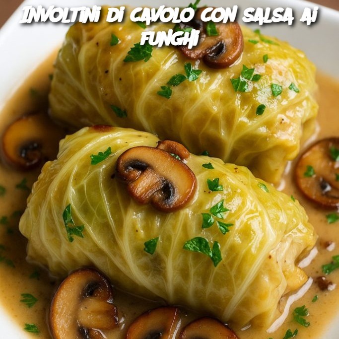Involtini di cavolo con salsa ai funghi