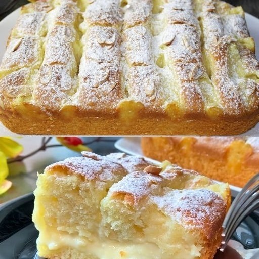Deliziosa torta al limone con ripieno di crema pasticcera fondente