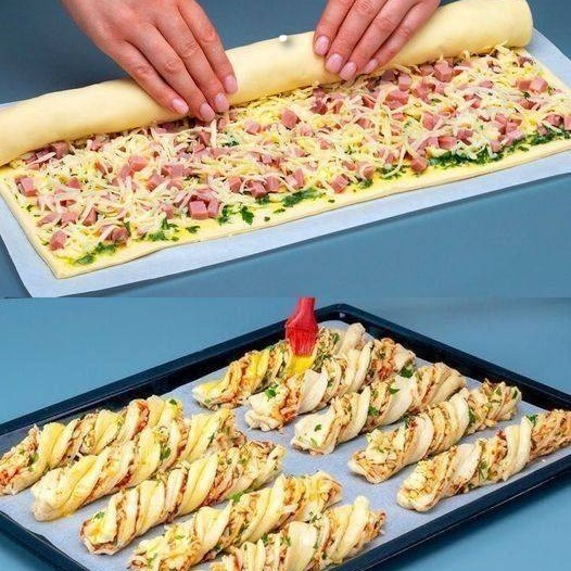 Ti servono solo 4 ingredienti, bastoncini di pasta sfoglia con prosciutto e formaggio