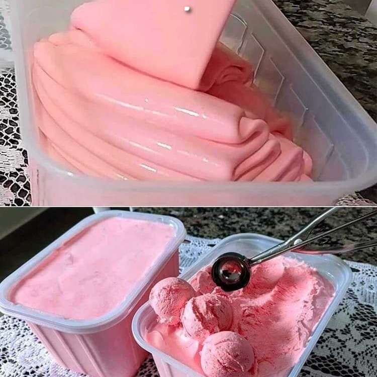 Gelato alla fragola fatto in casa, fatto senza gelatiera