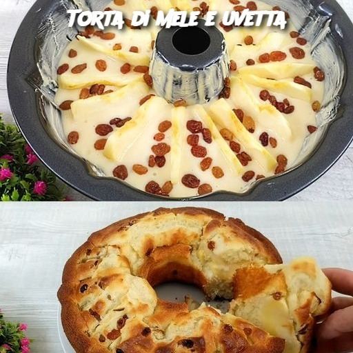 Torta di mele e uvetta