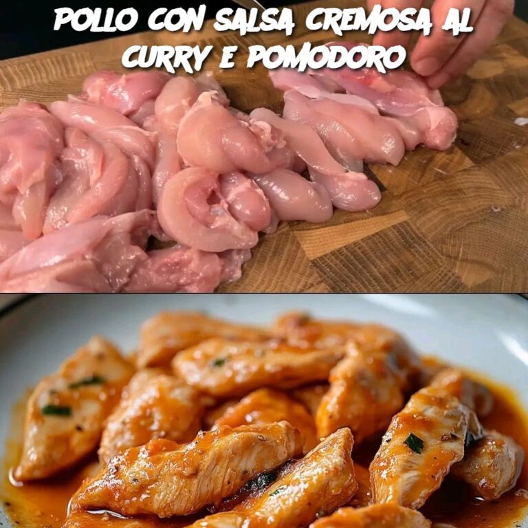 Pollo con salsa cremosa al curry e pomodoro