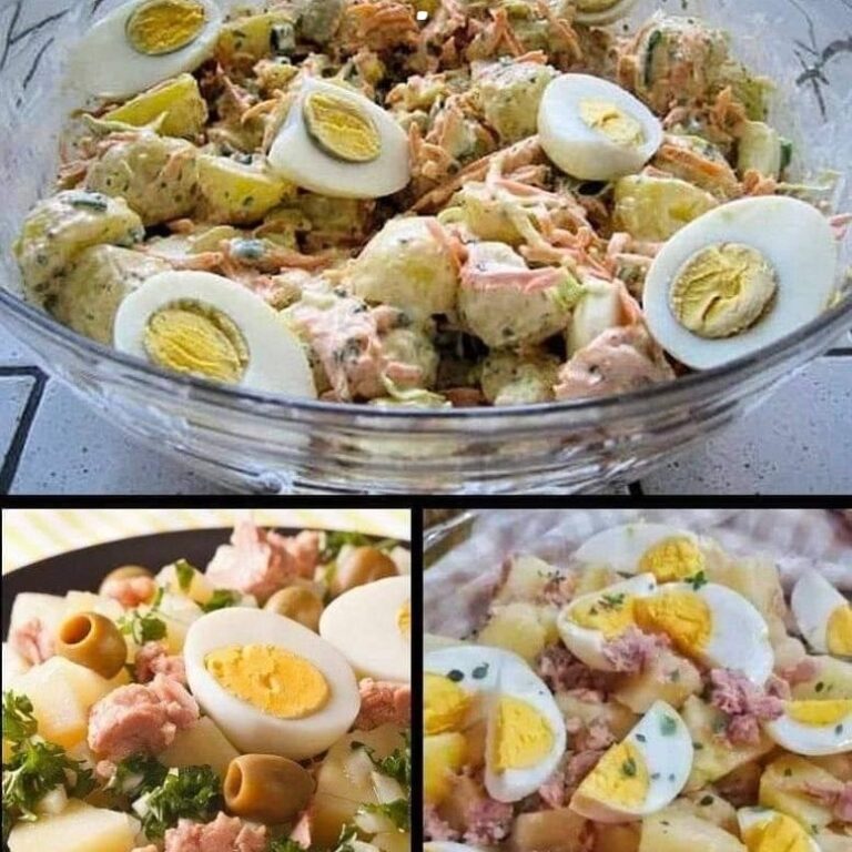 Insalata di patate con uova e tonno