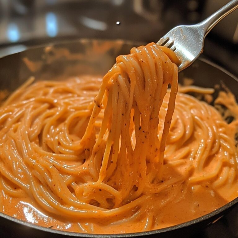 Spaghetti conditi con una salsa cremosa di pomodoro e paprika