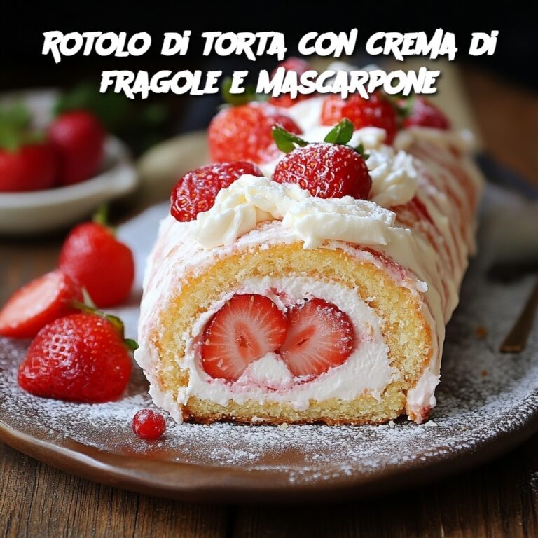 Rotolo di torta con crema di fragole e mascarpone