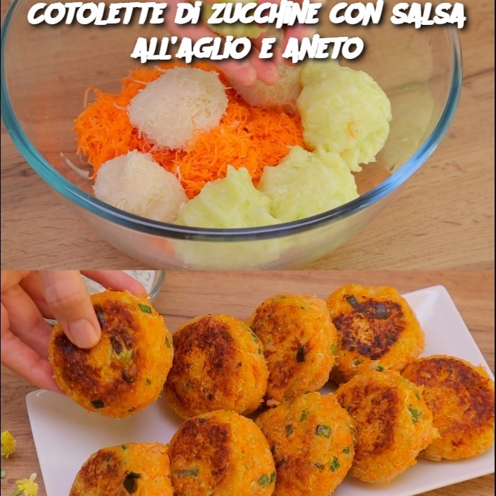 Cotolette di zucchine con salsa all’aglio e aneto