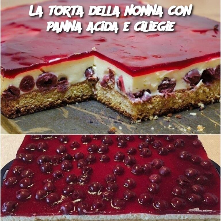 La torta della nonna con panna acida e ciliegie