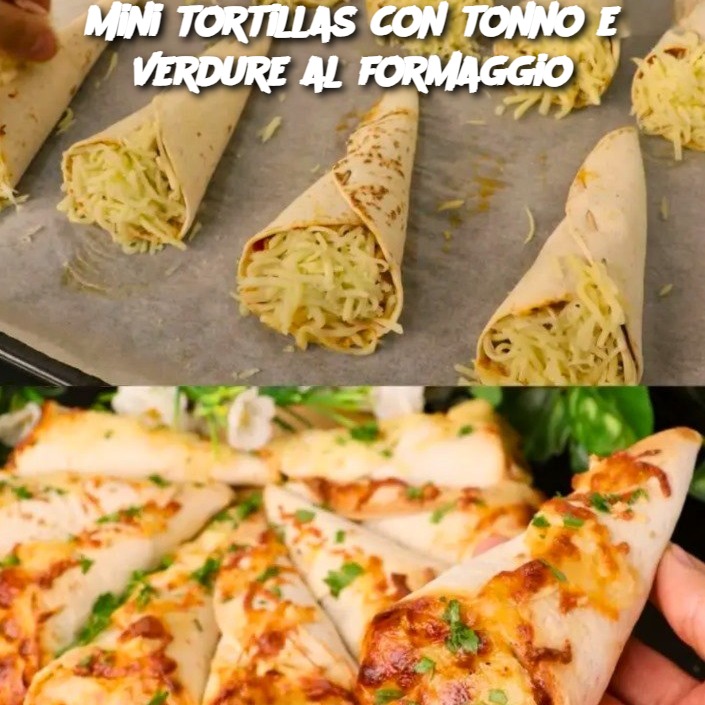 Mini tortillas con tonno e verdure al formaggio