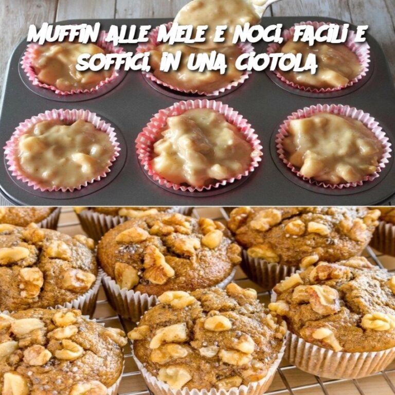 Muffin alle mele e noci, facili e soffici, in una ciotola