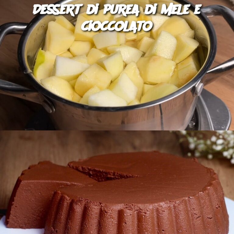 Dessert di purea di mele e cioccolato