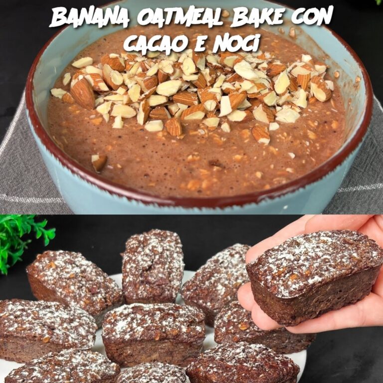 Banana Oatmeal Bake con cacao e noci