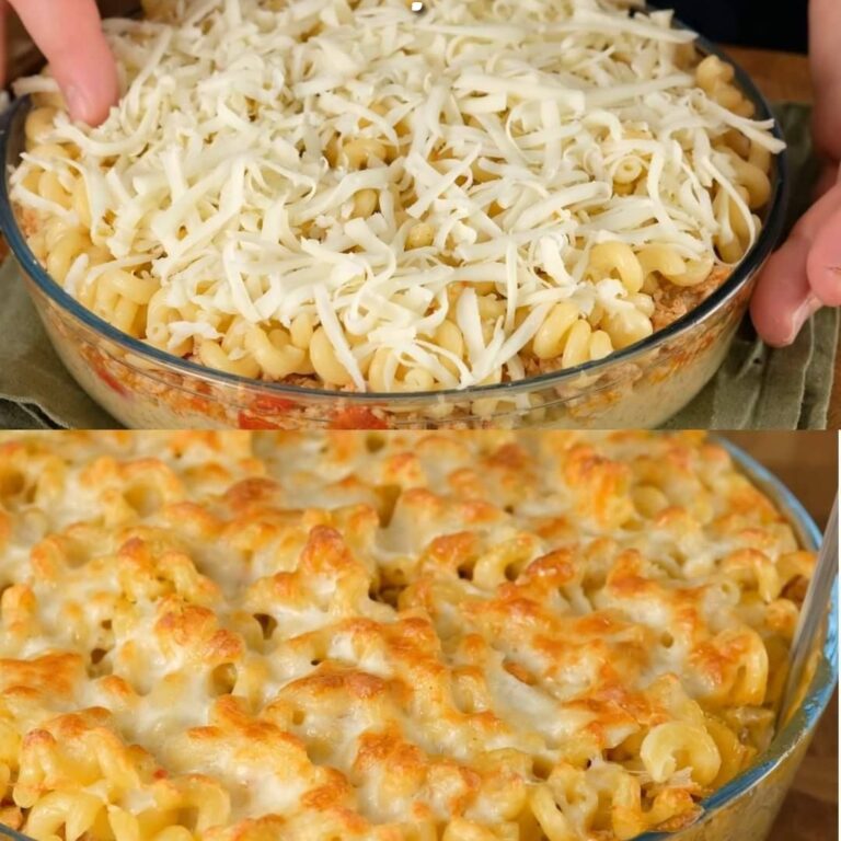 Casseruola di pasta con salsa di panna e carne macinata