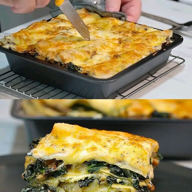 Lasagna vegetariana con funghi e spinaci