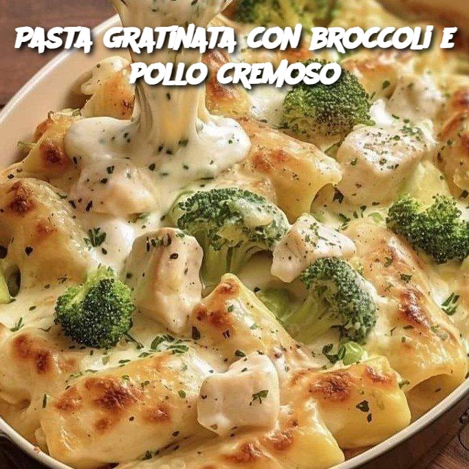 Pasta gratinata con broccoli e pollo cremoso