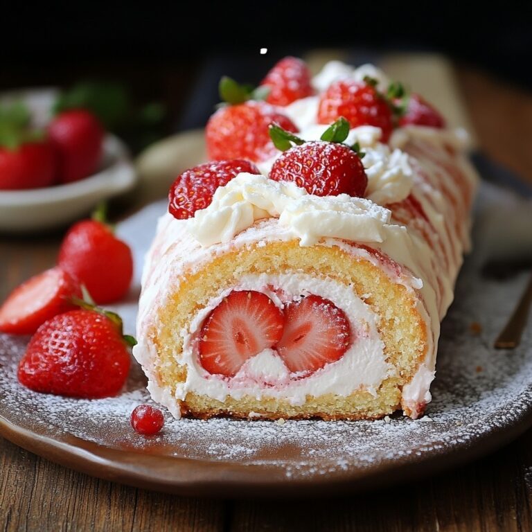 Rotolo di torta con crema di fragole e mascarpone